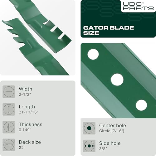 Toro 22 Inch Recycler Lawn Mower Blades/2 Pack Gator Mulching Blades/Replaces OEM no. 108-9764-03 104-8697-03 131-4546-0