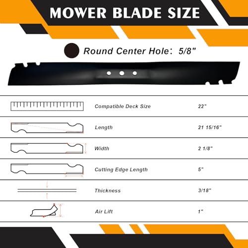 2 Pack Toro Mulching Blades for 22" Recycler Mower, Compatible with 20016, 20017, 20031, 20041, 20065, 20070, 20071, 20