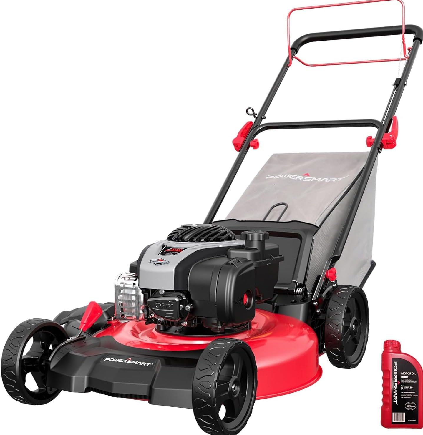 PowerSmart 21-Inch 140cc B&S Engine Self-Propelled Lawn Mower - Easy Start, 3-in-1 Mulching, Side Discharge and Rear Bag